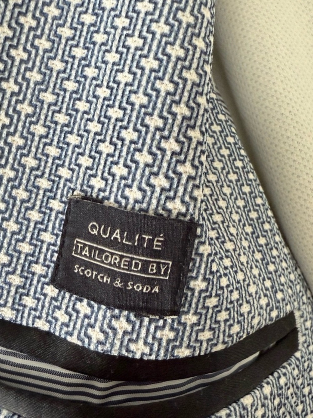 Scotch & Soda Amsterdam Couture Blue Textured Pattern 2-Button Tailored Blazer